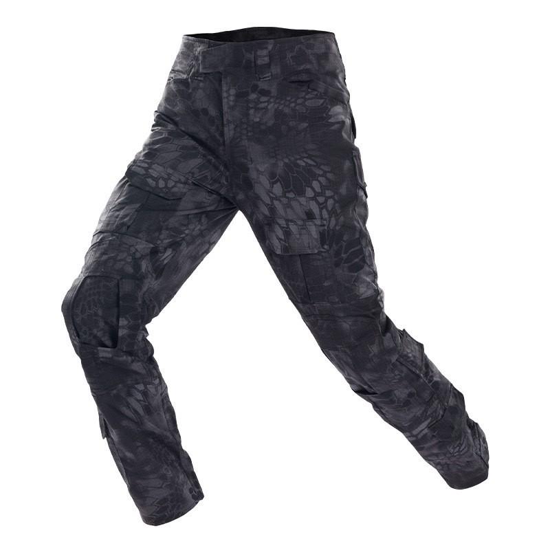 Mens Tactical Cargo Pants With Knee Pads Outdoor Training Camo Combat Hiking Running Gym