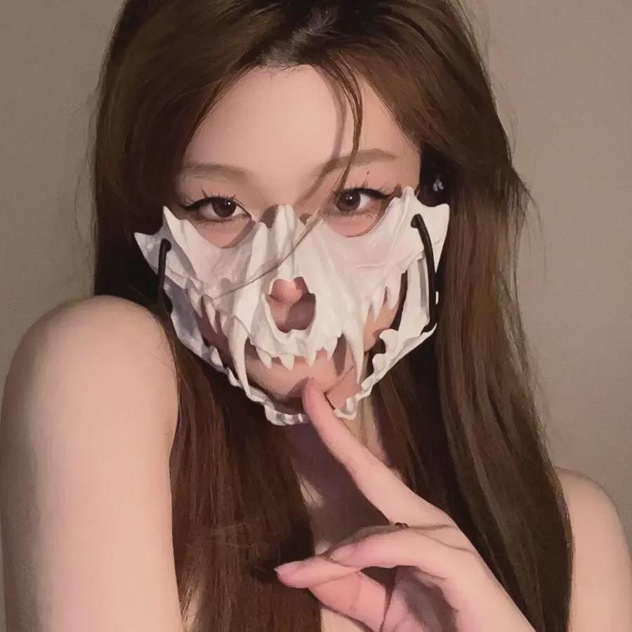 Маска на пол-лица на Хэллоуин 2D: Тигр, Яша, Тэнгу, Волк, Нуэ — реквизит для костюмов для вечеринок и представлений