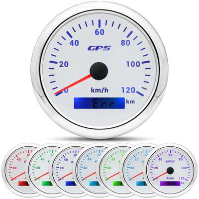 Водонепроницаемый IP67 85 мм GPS Спидометр 7 цветов подсветки 0~120 км/ч Лодка Автомобиль Мотоцикл Измеритель скорости с GPS-антенной 12 В24 В