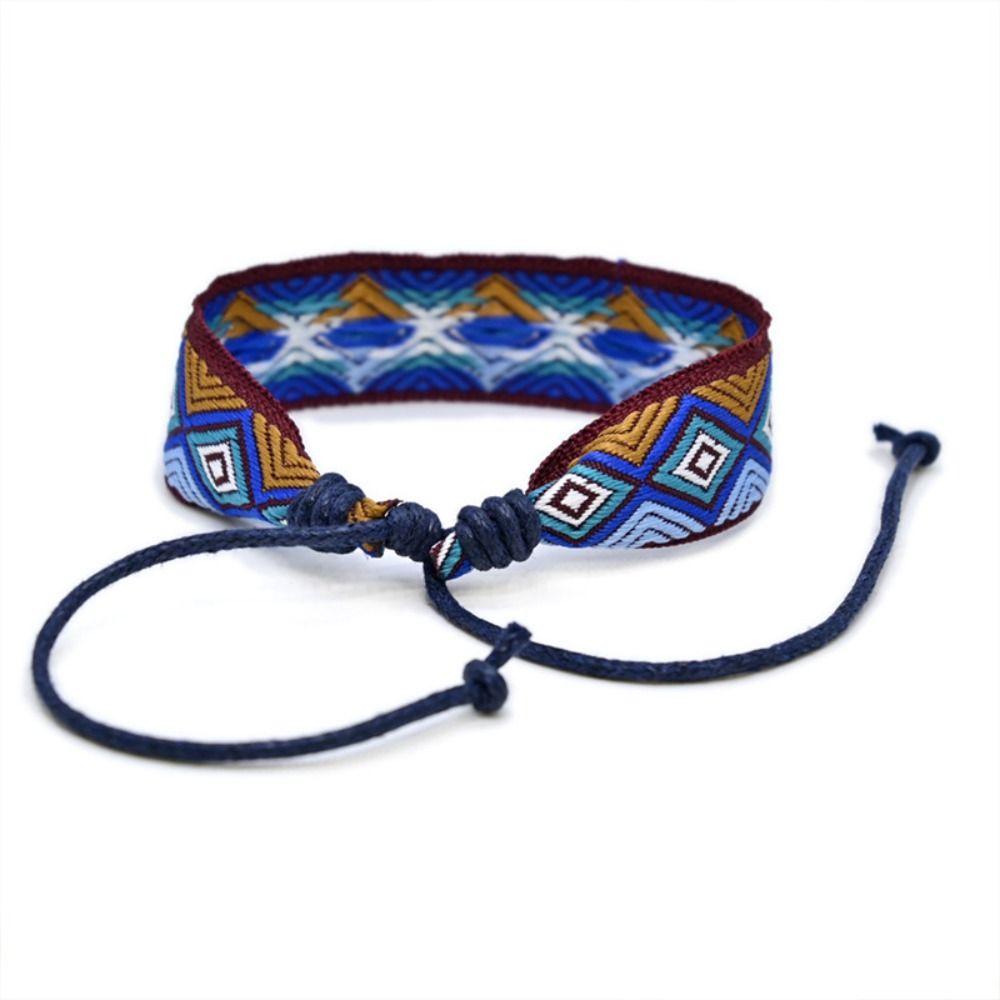 Этнический стиль Браслеты из тесьмы Многоцветные плетеные браслеты Подарки Тканевый художественный браслет Унисекс