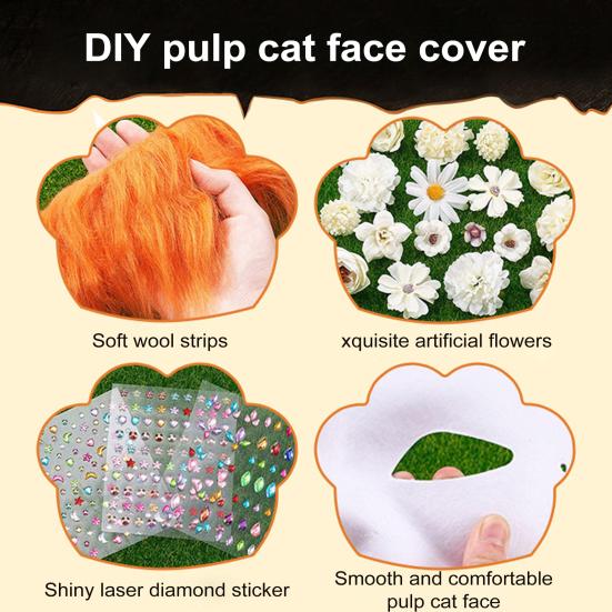 DIY Therian Masque Kit Blank Cat Fox Masque with Felt Fabric Sheet Faux Fur