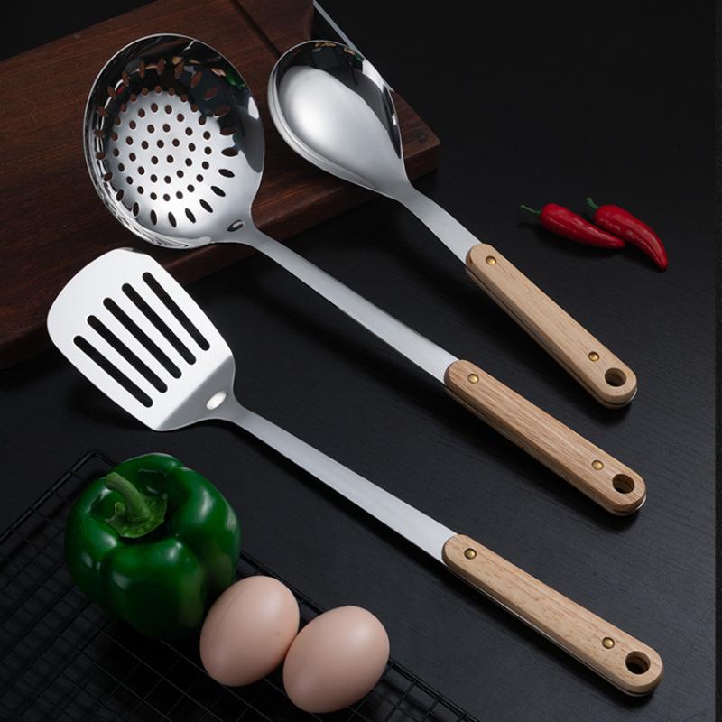 HANYANG Лопатка из нержавеющей стали, кухонная утварь, лопаточка с деревянной ручкой, кухонная лопатка