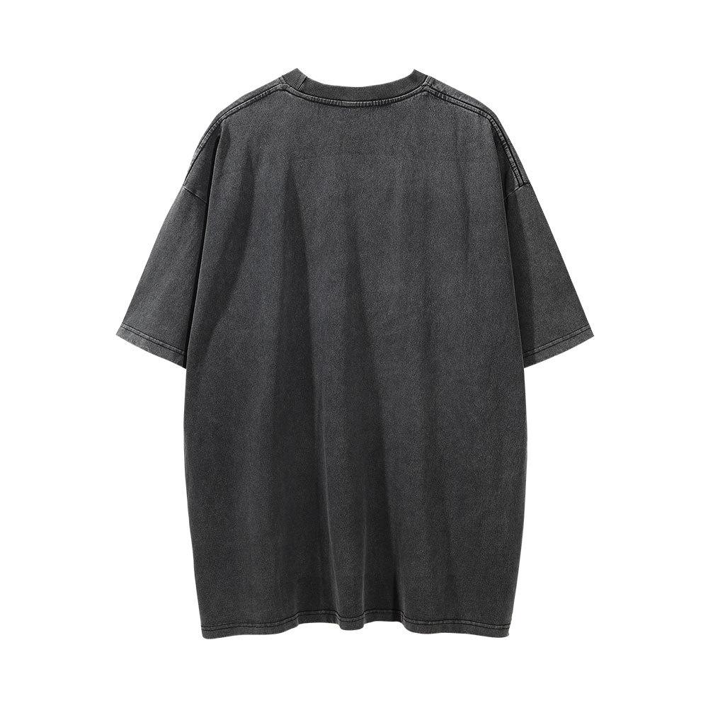 Футболка с короткими рукавами и принтом персонажей для мужчин. Мужская хип-хоп-тенденция. Уличная модная этикетка с половиной рукавов. Свободный круглый вырез. Рукав пять четвертей.