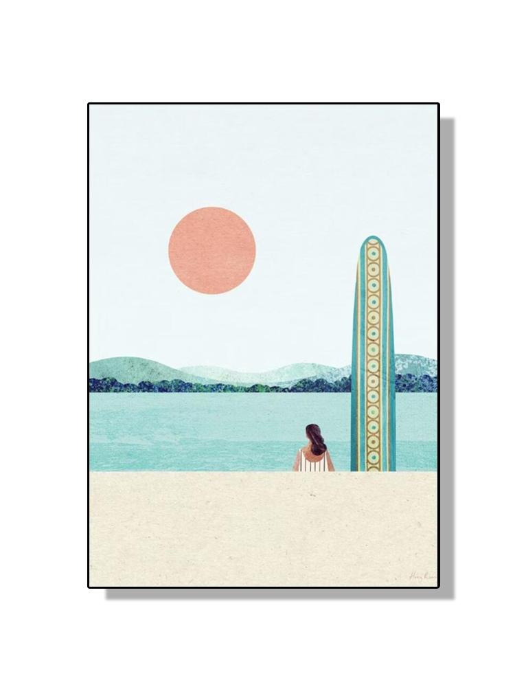 Абстрактное летнее плавание, прыжки, серфинг, морской пейзаж, постеры, холст, картина, минималистичная настенная картина, принт, гостиная, домашний декор