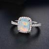 Cute Female White Fire Opal Stone Engagement Ring Vintage  Color Wedding Jewelry For Women