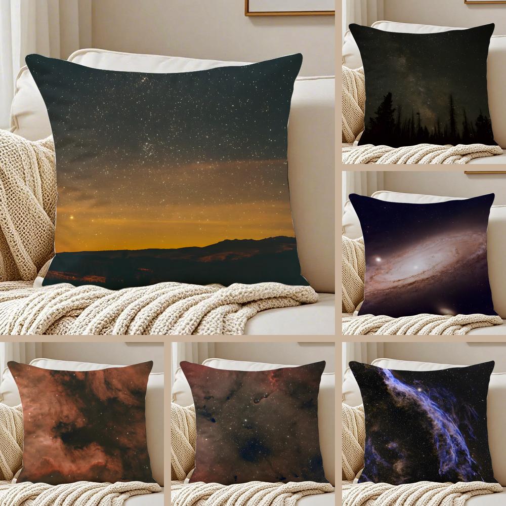 Beautiful Night Stars Cushion Cover Pillowcase Antidustmite Invisible Zipper Short Plush Sofa Cushion