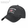 Flag of United States EST.1776 Washington Unisex Adult Washed Denim Baseball Cap Unisex Vintage Cotton Dad Patriotic Trucker Hat