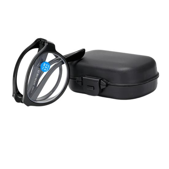 Foldable Reading Glasses with Storage Box Anti-blue Light Presbyopia Glasses for The Elderly Reading Glasses Eye Protection Clear Bluelight Spectacles