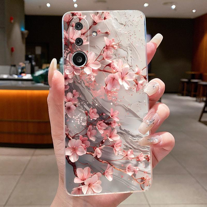 Phone Case For Samsung Galaxy M36 F36 5G Soft Transparent Silicone Flexible TPU Clear Cover Luxury Fashion Butterfly Flower Case