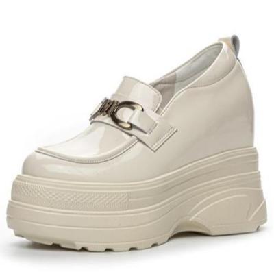 Высококачественные 11СМ Патент Натуральная Кожа Весна Осень Женские Ботильоны на Платформе и Танкетке с Мягкой Подкладкой Модные Туфли-Лодочки Обувь Высокого Бренда