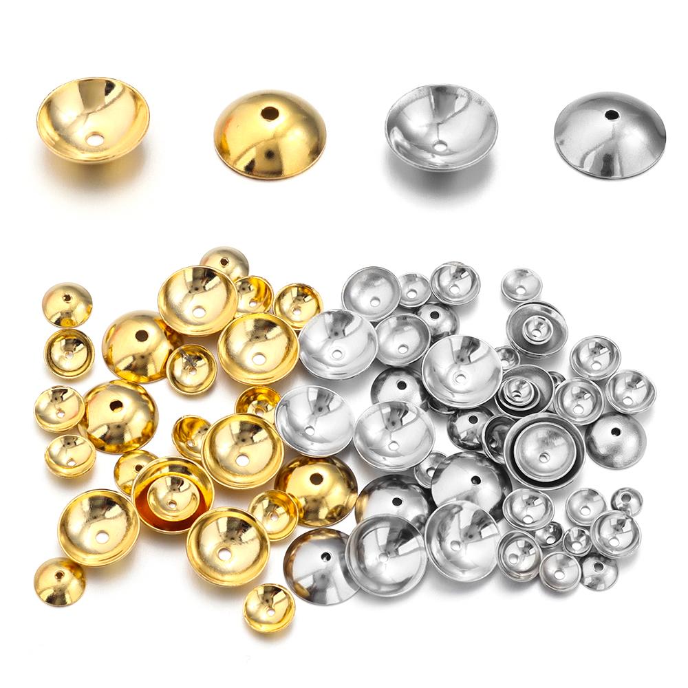 50-100pcs/lot 3 4 5 6 8mm Stainless Steel Round Bead Caps Spacer Beads For Jewelry Making DIY Charms Bracelet Supplies Accessory