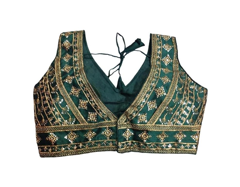 TreegoArt Fashion Women's Tussar Silk Sleeveless Readymade Blouse Designer Top For Saree And Lehenga Choli - Pack Of 1