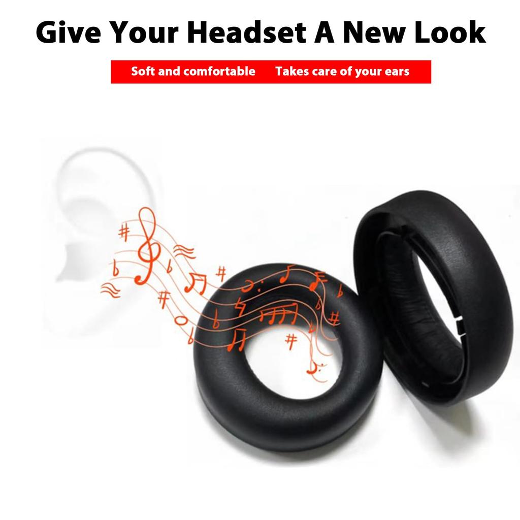 Pulse 3D Ear Pads Replacement PS5 Headset Ear Pads for Sony PS5 Pulse 3D with Ear Pads Noise Isolation Memory Foam Soft Protein Leather & (Black)