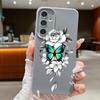 Мягкий тонкий чехол TPU с рисунком бабочки для Samsung S25 S24 FE S23 Ultra S22 S21 A16 A56 A36 A55 A15 с текстурой кожи, противоударный матовый чехол для телефона