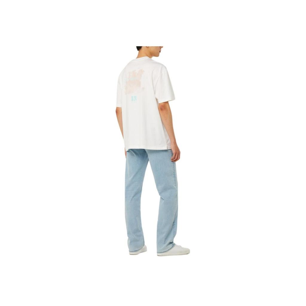 Calvin Klein Reflective Pattern Solid Color Short Sleeve T-Shirt Unisex Tops White J400399-YAF