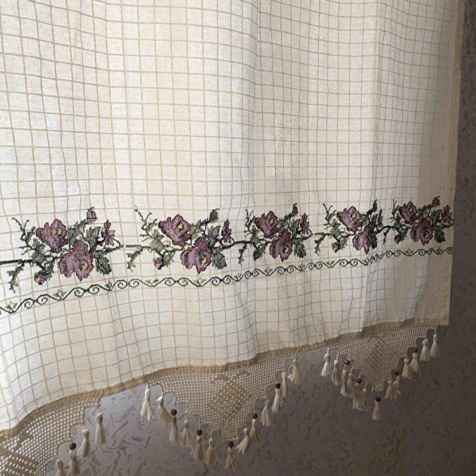Handmade Canvas and Lace Cotton Authentic Curtain