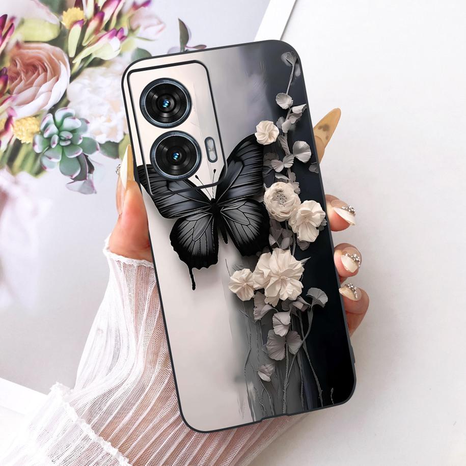 Чехол Для Motorola Edge 50 Fusion Чехол XT2429-1 Популярный Цветок Мягкий Черный Силиконовый Чехлы Для Телефона Для Motorola G96 5G MotoG96 Funda