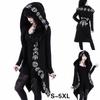 Ayollar Modasi Gotik Palto Moda Uslubi Punk Uzun Qo'lli Qora Xudi Sehrgar Oy Bosmali Keng Kapyushon Kundalik Yengil Sviter