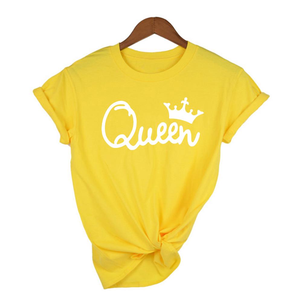 Женская футболка Queen Couples с принтом короны, одежда для пар, летняя одежда, повседневные топы с круглым вырезом