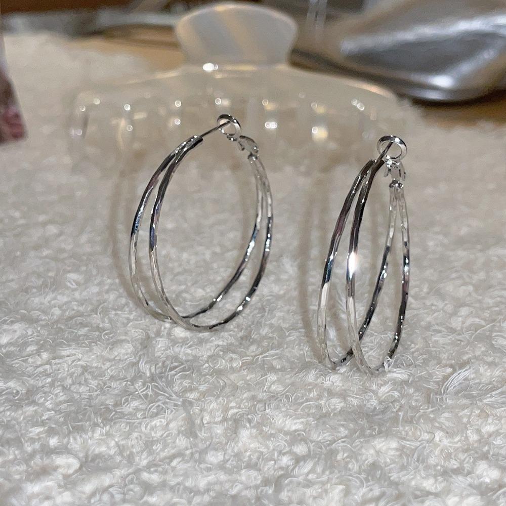 Двухслойные круглые серьги-кольца, украшение для ушей, аксессуары для ушей, круглые серьги для женщин и дам