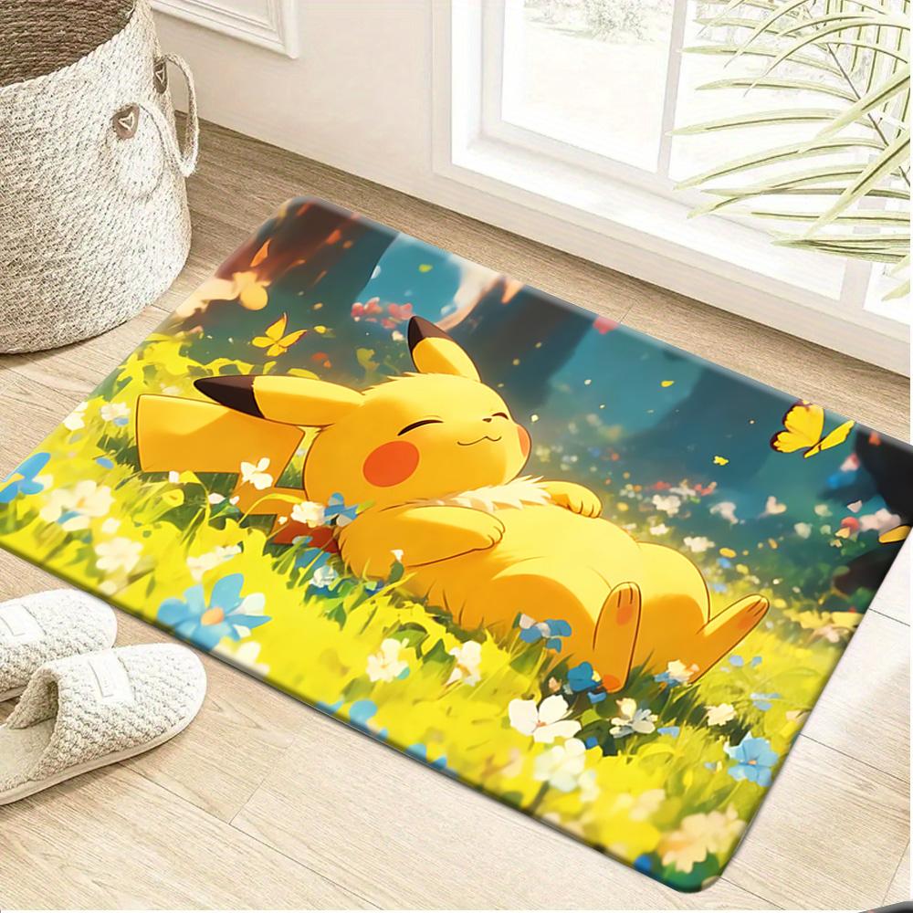 Cute Snorlax Sleeping with Teddy Bears & Star Lights Print Doormat Non-Slip Absorbent Floor Mat for Indoor Entrance