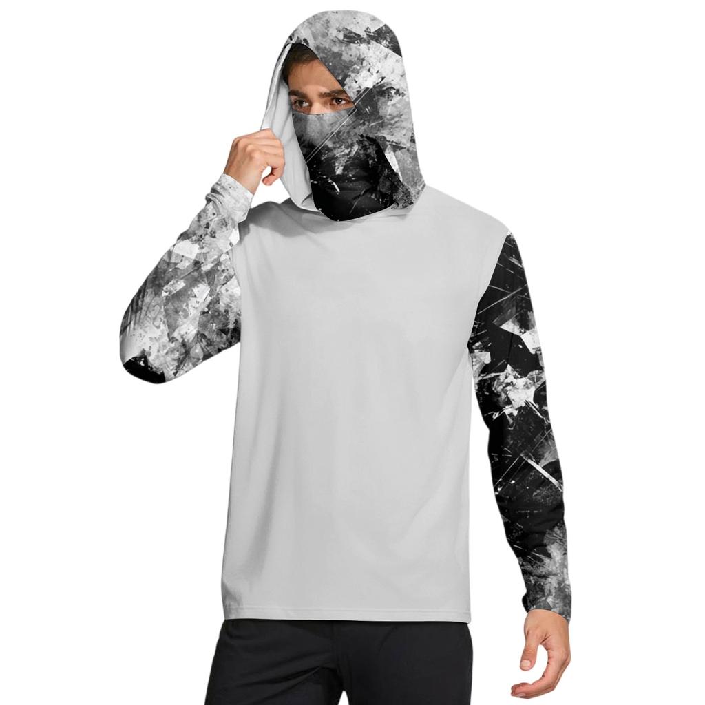 Мужская рубашка с маской Легкая с длинным рукавом Капюшон Для пеших прогулок Рыбалки Для выступлений