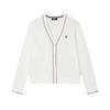 Fashion Casual Simple Basic V-Neck Cardigan Knitwear Women Tops Steam-White F11W431405F-IV