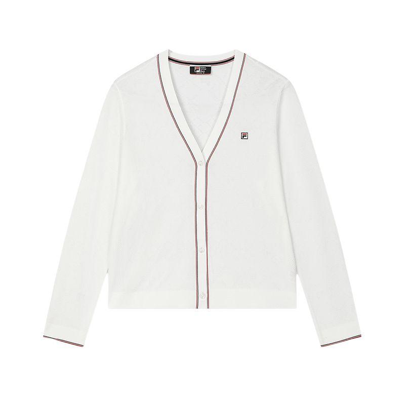 Fila Модный Повседневный Простой Базовый Кардиган Вязаный Женский Топ Паровой-Белый F11W431405F-IV