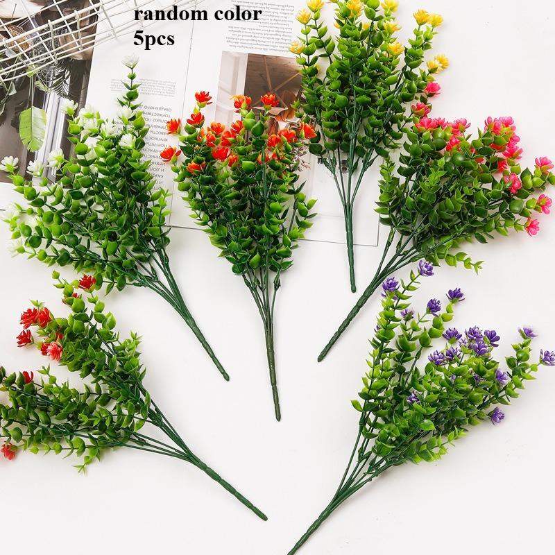 Eucalyptus Simulation Flower 7-head Home Decoration Potted Plant Ornament Desktop Fake Flower Ornament Home Festival Decoration
