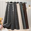 Plaid Button Knitted Skirt Women Autumn and Winter Fashion New High Waist Mid-length Large Swing A-line Skirt
