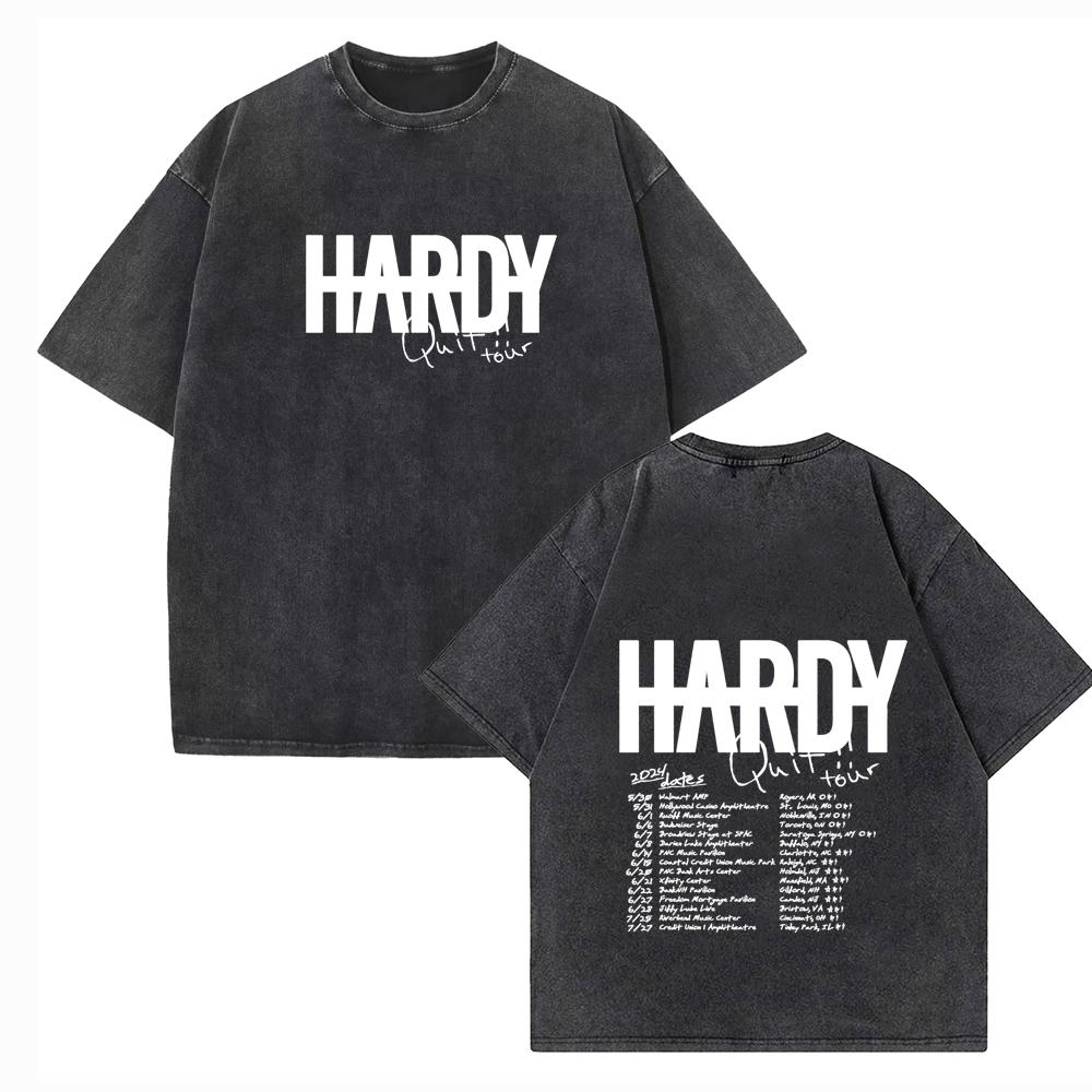 Футболки Hardy Quit Tour Винтаж Харадзюку Лето Подарок для фанатов Унисекс Круглый вырез Повседневные Хлопковые футболки с коротким рукавом с принтом