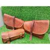 Motorcycle Real Brown Leather 3 Saddle Bag Tool Pouch Swing Arm Luggage Side Bag