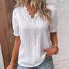 Summer Fashion Hollow Texture Short Sleeved Women's Blouses & Shirts