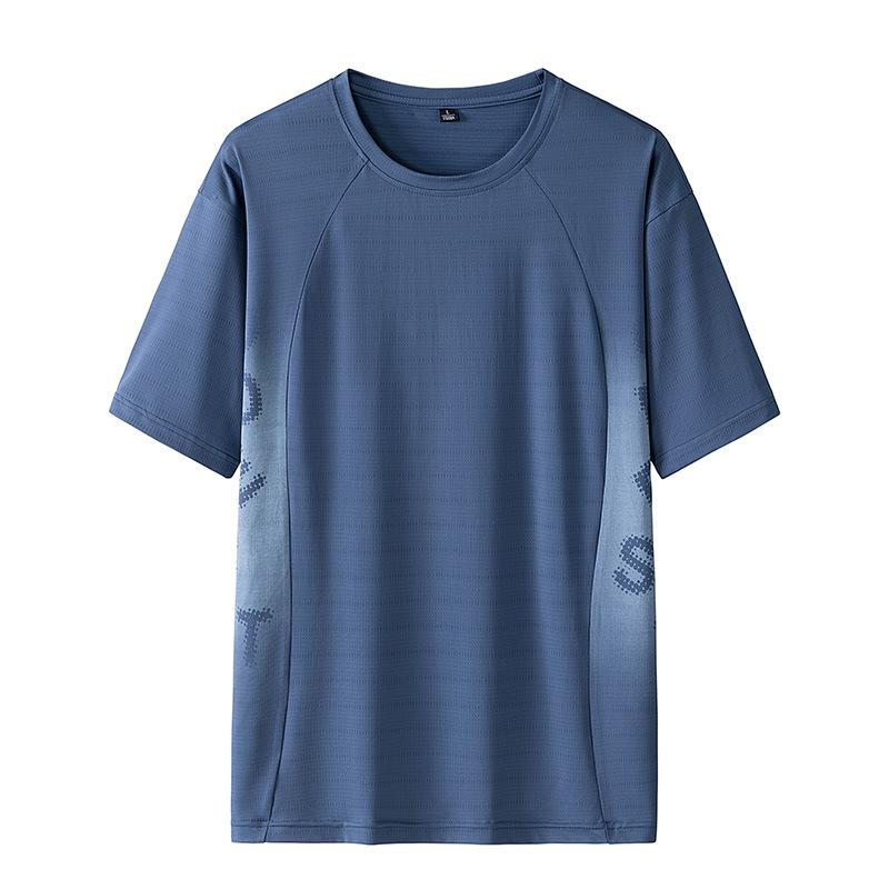 Мужская спортивная быстросохнущая футболка с короткими рукавами, мужская футболка из ледяного шелка с круглым вырезом, летний топ