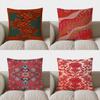 Home Decor Vibrant Red Flower-Patterned Cushion Pattern Cushion Cover Suitable for Sofa Bedroom Car Pillow Cover