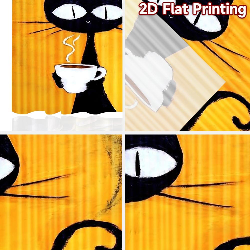 2D flat Photography Backdrop Tapestry Black Cat Coffee 100% Polyester Holiday Decorations Use for The perfect choice for