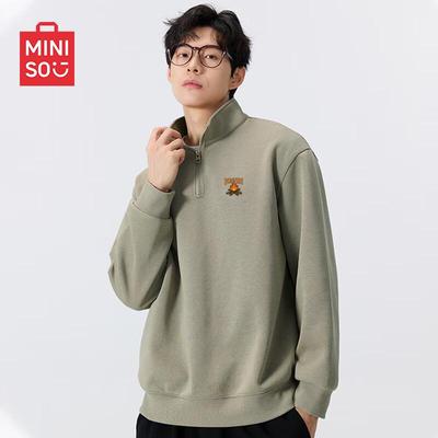 Мужской свитшот MINISO в американском стиле на молнии до середины, со стойкой