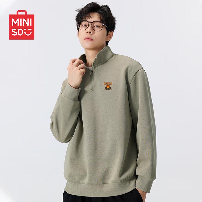 MINISO Men's American Style Half-Zip Stand Collar Sweatshirt