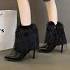 Fur Super High Heels Ankle Snow Boots New Pointed Toe Shoes Winter 2025 Trend Elegant Party Shoes Fashion Sexy Pumps Botas Mujer
