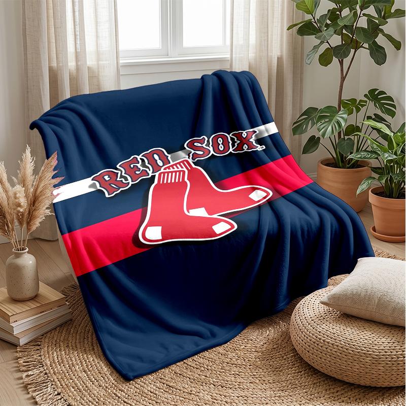 Boston Red Sox Flannel Fleece Blanket Cozy Warm Throw Blanket For Couch Bed Travel All Season Use