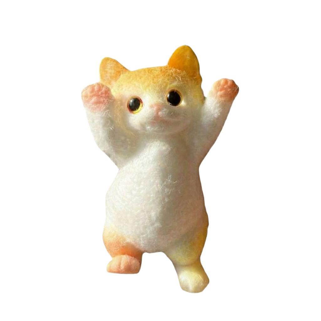 Плюшевая игрушка Кот стоячий Мягкая фигурка животного Реалистичное украшение Котенка для стола Домашний Офис Декор Подарок для Детей Взрослых
