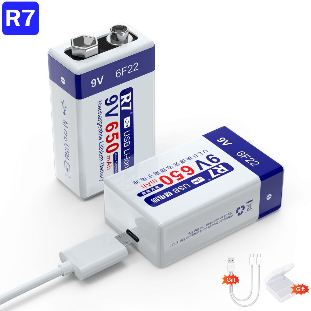 R7 9V USB батареи 6F22 аккумуляторные батареи 650mAh литиевые батареи многофункциональные батареи энергии для микрофона KTV металлоискателя