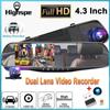 Зеркало 4,3-дюймовый сенсорный экран 1080p Видеорегистратор Видеорегистратор Камера ночного видения с двумя объективами Зеркало заднего вида Автомобильный видеорегистратор