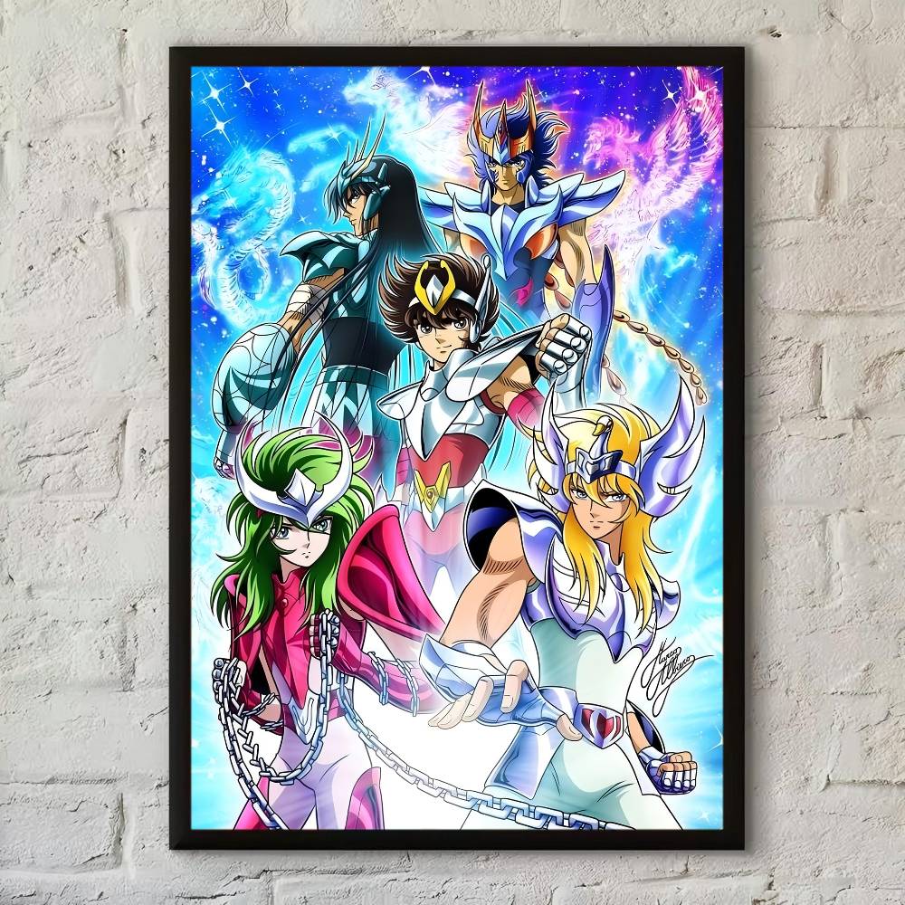 Classic Anime Saint Seiya Anime Posters Sticky Waterproof Paper Sticker Coffee House Bar Kawaii Room Decor