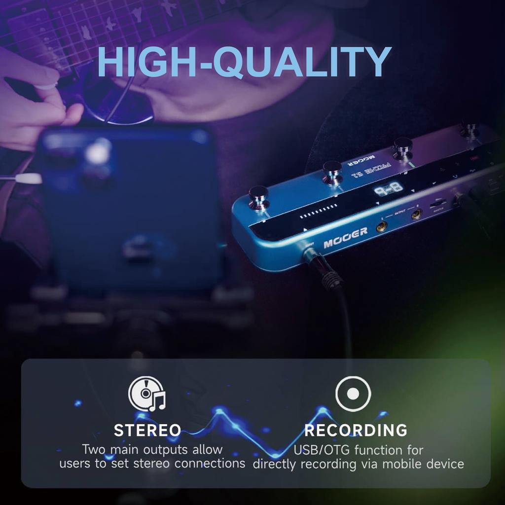 Гитарная мультипедаль эффектов MOOER S1 - 126 эффектов, тюнер, метроном, драм-машина, беспроводная педаль, лупер, USB-запись