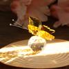 Faux Crystal Butterfly Ornament Desktop Sparkling Butterfly On Ball Collectible Prismatic Butterfly Figurine for Desk Bookcase Shelf