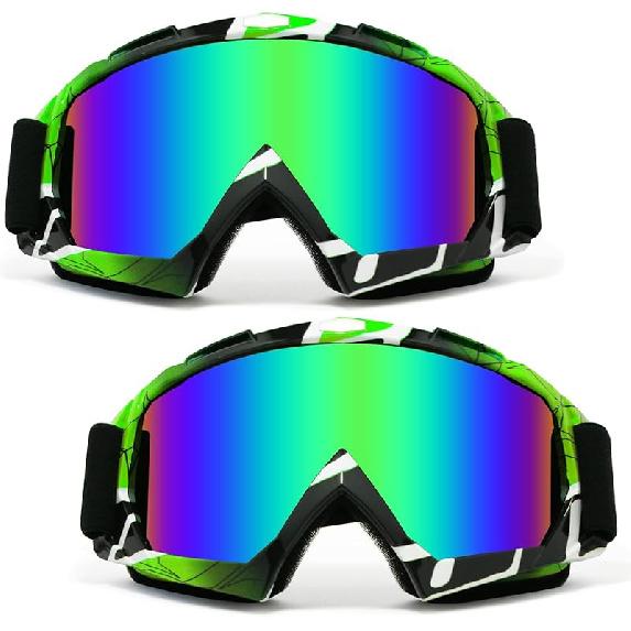 Очки для мотокросса 2 пары Мотоцикл Квадроцикл УФ Мотокросс Внедорожник Шлем для езды MX Очки для взрослых Молодежи Детей