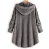 Women Plus Size Button Plush Tops Hooded Loose Cardigan Wool Coat Winter Jacket