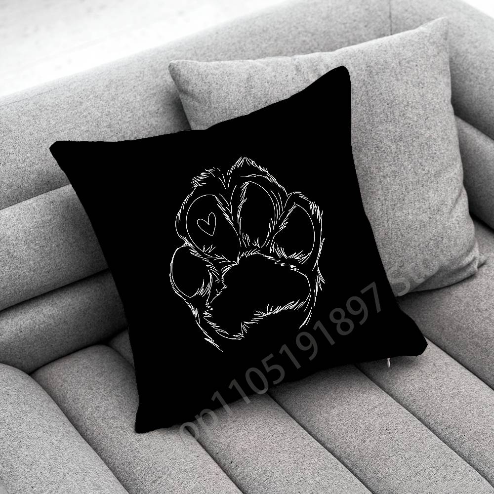 Dog Footprints Puppy Paw Print Throw Pillow Case For 50x50cm 30x30cm 55x55cm 45x45cm 40x40cm Square Bed Pillowcase Cover