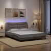 VidaXL Bed Frames with LED Lights, Double Bed with Headboard Cushion, Adult Bed, Bedroom Furniture, Modern, Taupe 3213715